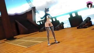 Énorme cul fille chat dansant en bas noirs sexy (3D HENTAI)