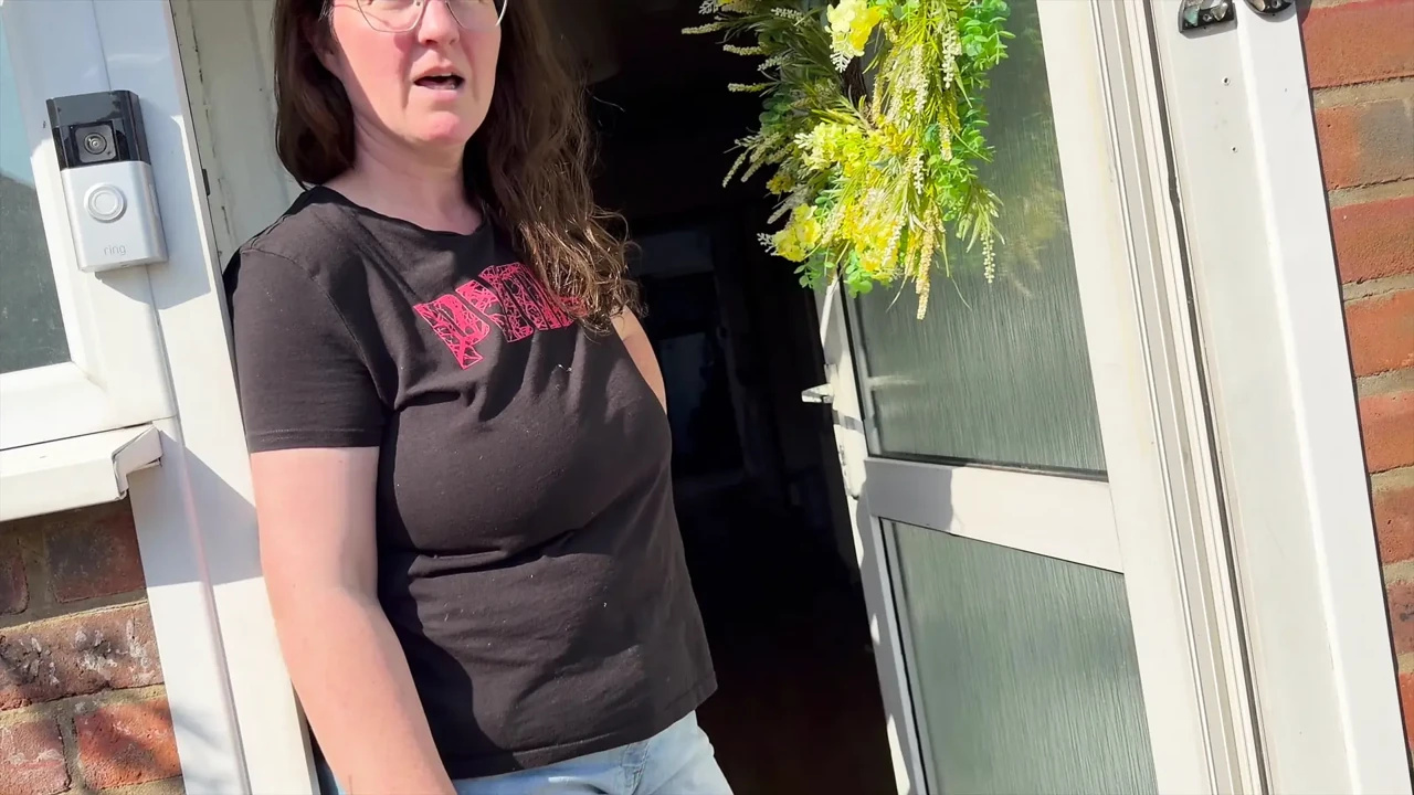 window peeping view of horny housewife