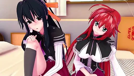 Akeno dan rias ngasih aku kejutan untuk nyepong dua kontol - dxd ntr madness series