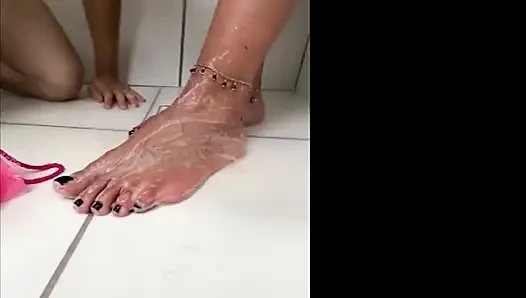 Useless Slave Washes Mistress Kiffa Feet - Dirty Feet Worship