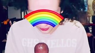 Pigtails femboy sucking a nice cock