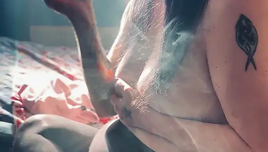 Tits Out & Smoking In Sunlight With The Luscious Pantyhose Wearing Tina Snua - Cone Exhales Nose Exhales OMI OME Drifting