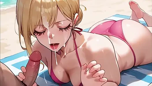 Sarışın plajda anime ai