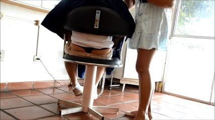FEMALE HAIRDRESSER AND ME IN PANTS