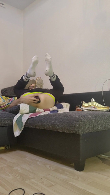 Spectacular moment from "(GER) Sporty AssBitch in smelly AirMax97, Socks and Jockstrap stretched & trained very deep and"