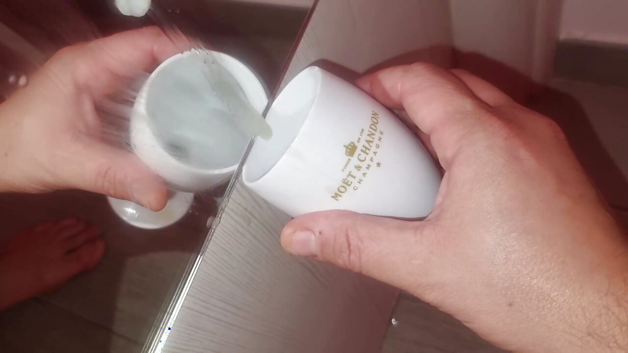 Cum Tasting - Moët & Chandon and a Goblet of Cum Poured by a Nice Big Cock