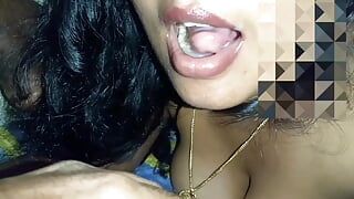 Sri-lankaise desi indienne, pipe torride, grosse bite noire, éjac dans la bouche.