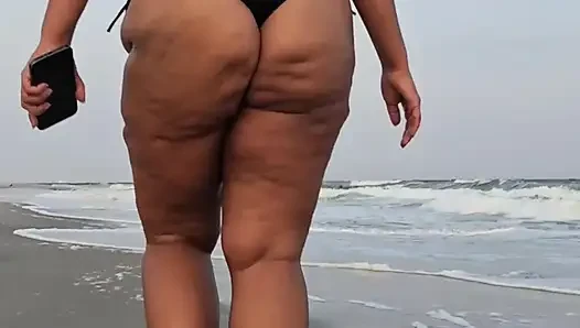 Leg Tease - Mini Skirt - Thick Thighs - Angie Love - BBW - Puerto Rican Woman - Flip Flops - Beach Thong