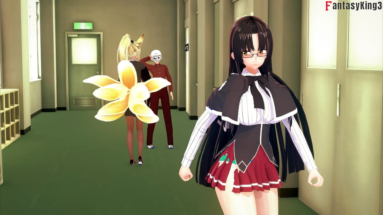 Tsubaki Shinra blir kåt av å se Xenovia suge pikk - HS DXD NTR Madness 13