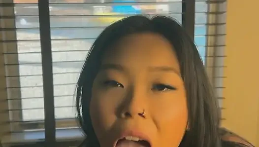 sexy asian girl giving handjob and blowjob huge cumshot