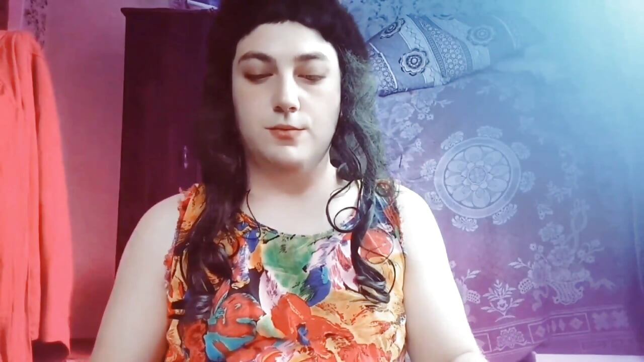 Stunning trans girl holding pastel parasol in park