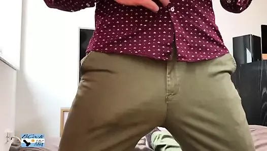 Horny Guy Touching His Big Dick In Pants - Cumshot - Moaning