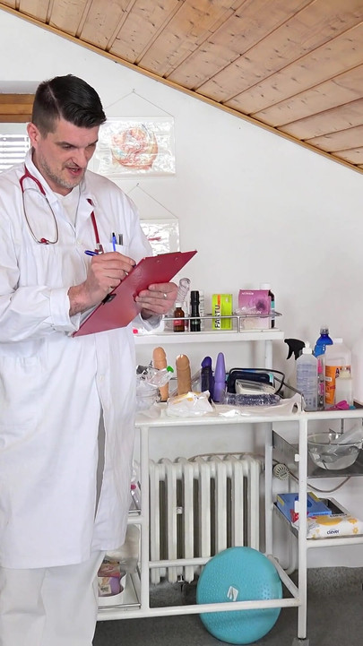 Emotional moment from "Hot Ukrainian pornstar Daphne Klyde made to squirt by two gynecologists"