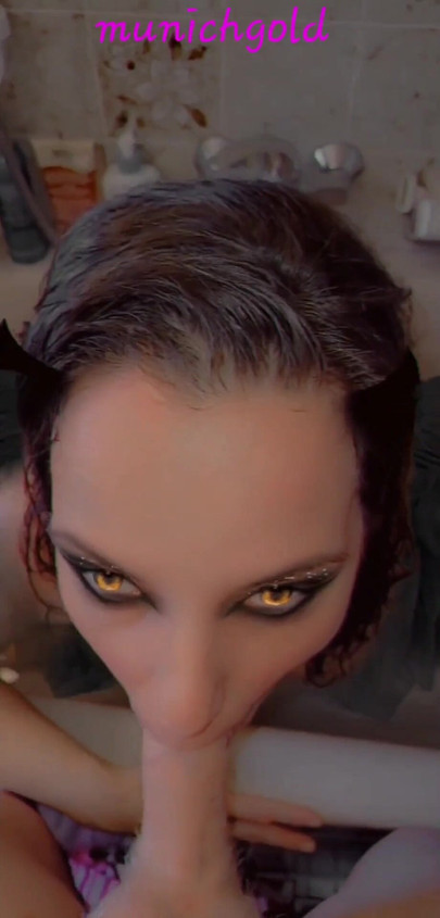 Stunning moment from "devilish blowjob with angel wings..Snapchat fun in the bathtub"
