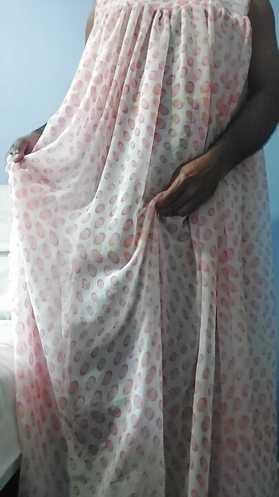 I'm masterbating and cum wearing a Silk Seethrough Night Gawun