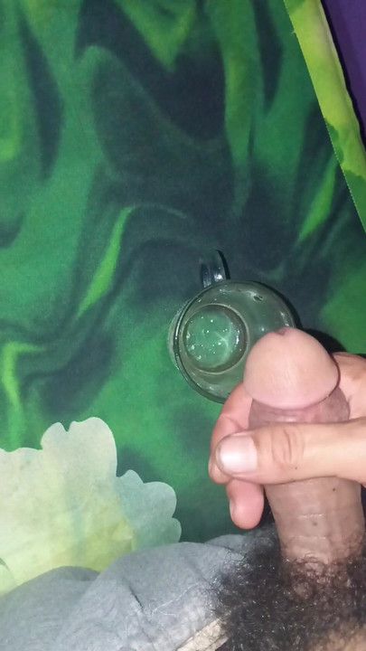 Thrilling moment from "Cock rod squirts in a glass for you to drink"
