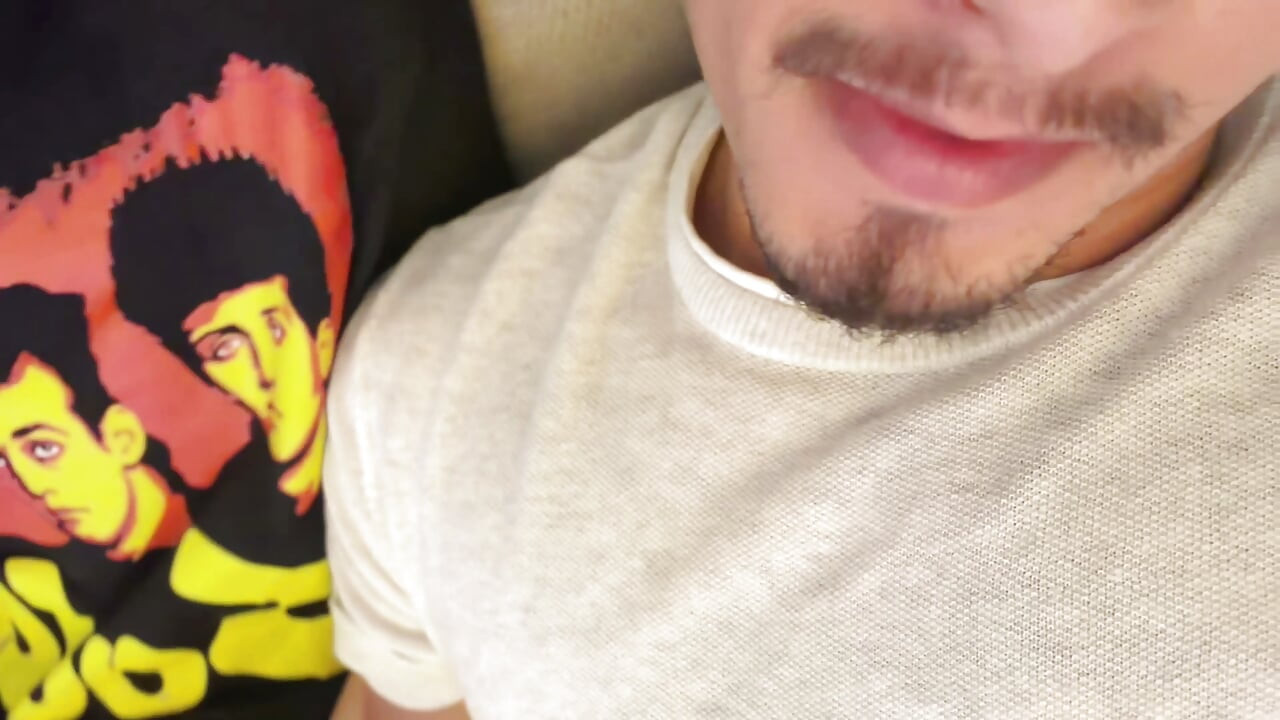 Sucking balls while jerking off and playing video games
