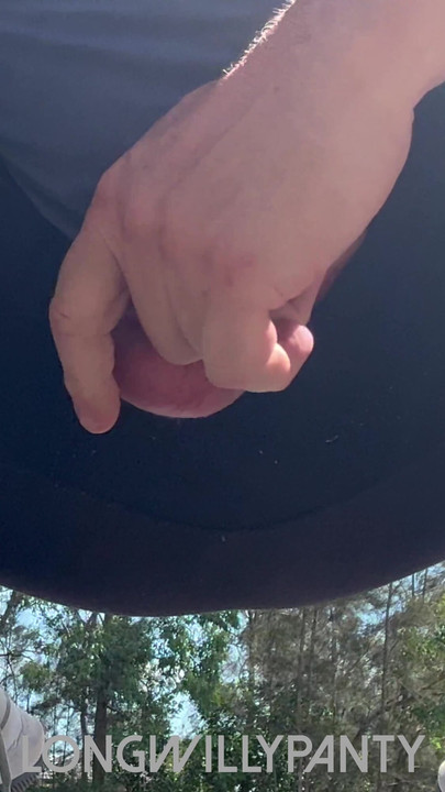 Straight guy playing outdoor basketball dick out in public