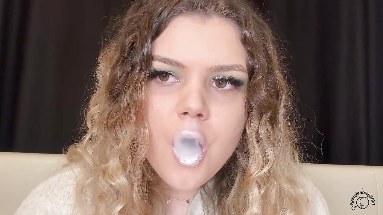 Pink Lips Smoking with Curly Hair