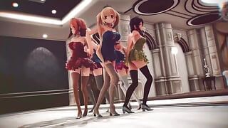 MMD R-18 Аниме-девушки сексуально танцуют, клип 346