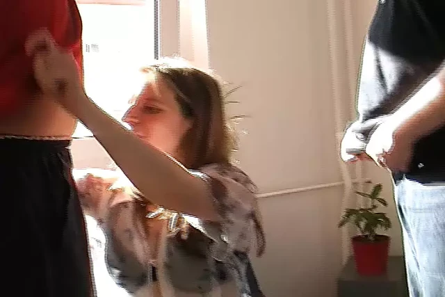 Wild and old German slut gets banged by two hard rods