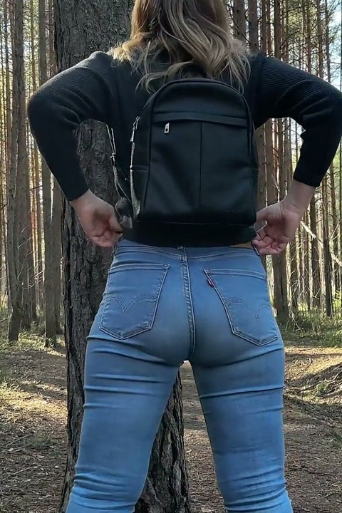 Student Catwalk in Forest but Clenching Ass Worship POV