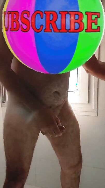 Handsome Mature Chubby with Big Fat Cock Shaving My Cock and Eggs in the Shower in Close-up