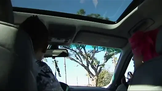 Awesome threesome after a city ride of big tits big asses interracial team with a big black BBC guy