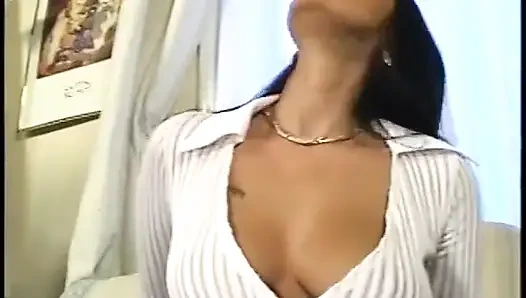 Lusty brunette gets dp from two studs then double facial