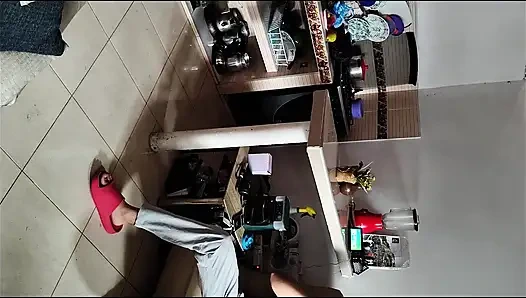 He Records Her and Watches Her Have Sex in the Kitchen with the Stepmother