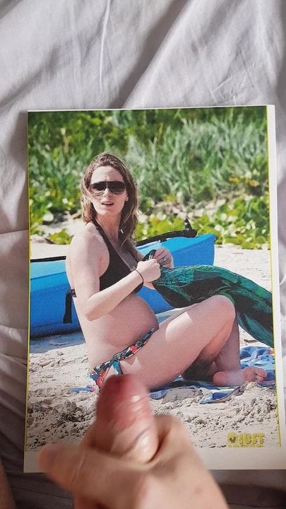 Emily Blunt Cum Tribute- Pregnant Bikini