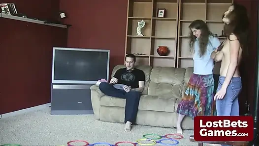 In a Stripscotch game twist, they compete to cum last