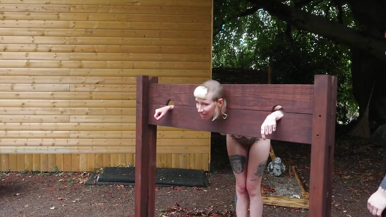 Naked Humiliation Girl Is Put in Stocks & Degraded