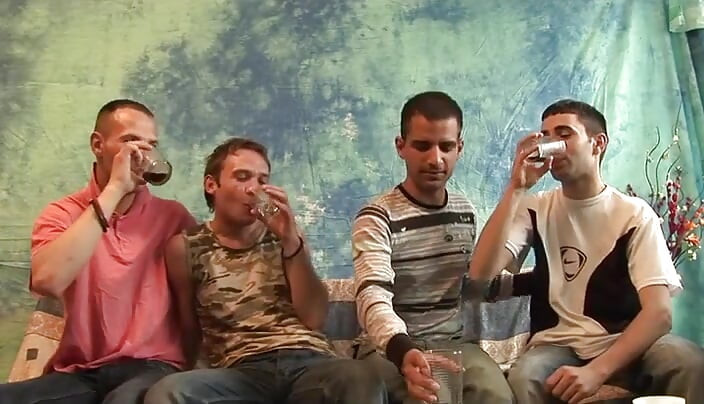 Gay foursome anal party