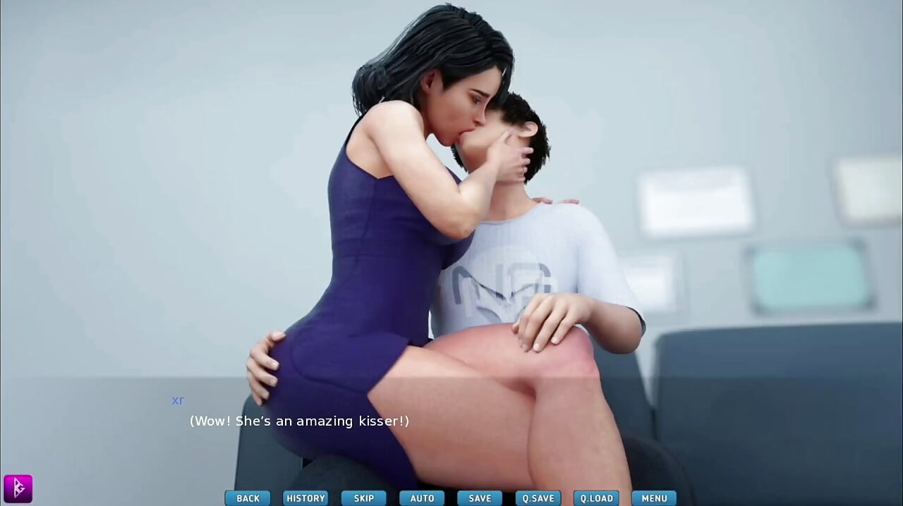 Sexy beauty kiss her crush and make him cum - gameplay