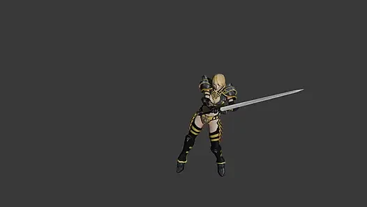 a girl dancing with sword