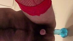 My biggest toy stretching me and dripping precum