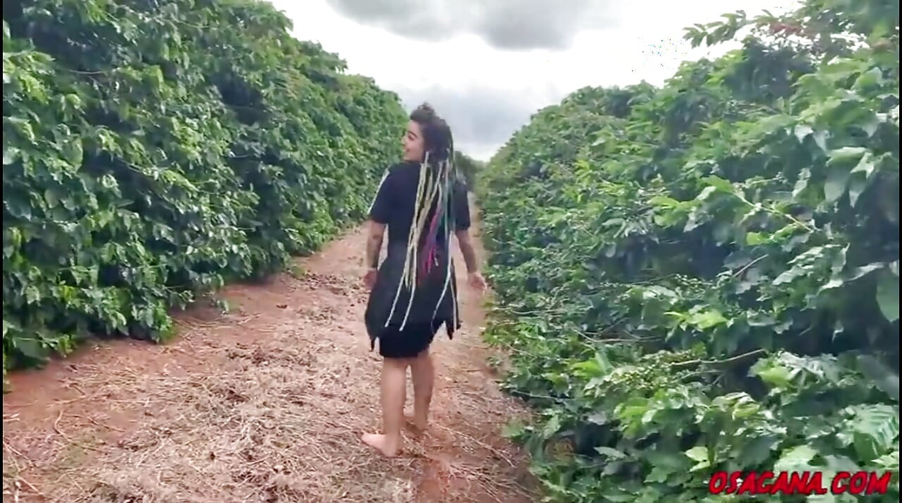 Beautiful Young Girl with Dreads Fucks Inside the Coffee Plantation