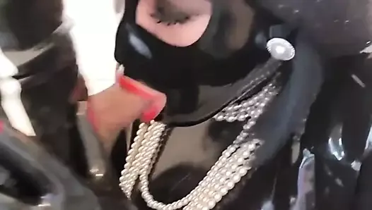 sucking my rubber mistress's cock