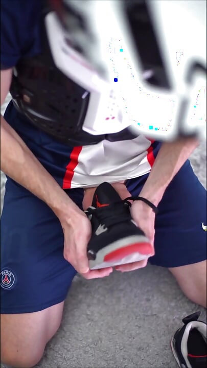 Playing with Jordan Retro Iv Sneakers and Cumming Inside