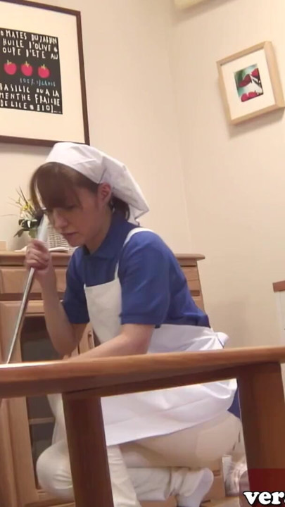 Hairy Japanese teen cleaning lady fucked in the pussy | Clip 1