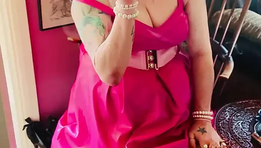 Pink To Make The Boys Wink! Tina Snua In A Leather Dress Smoking A Cigar