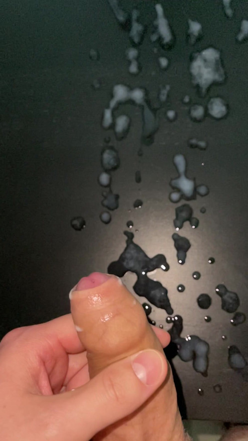 Foreskin play with big cumshot