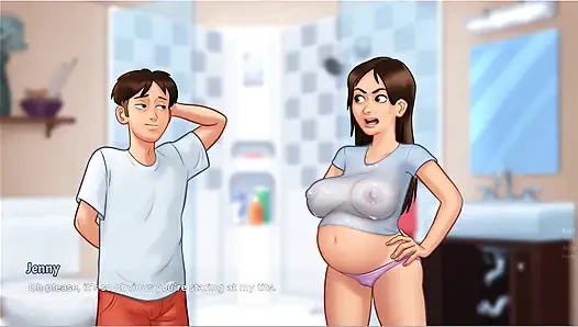 Summertime saga - gameplay - roleplay - wet shirt pregnant teen and teen's photoshoot