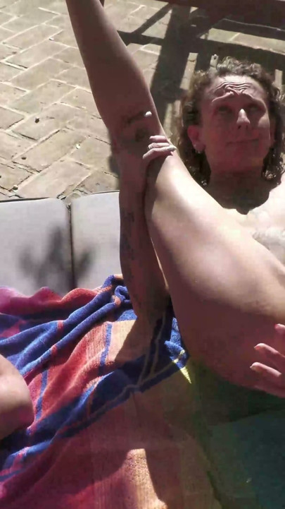 Lesbian Squirting Foursome in the Sun | Clip 1