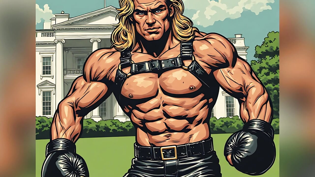 White House Lawn Fighter Bulge Comic Style Art