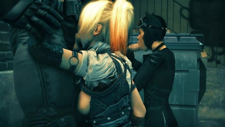Harley quinn  catwoman suck big dick and shares cum together