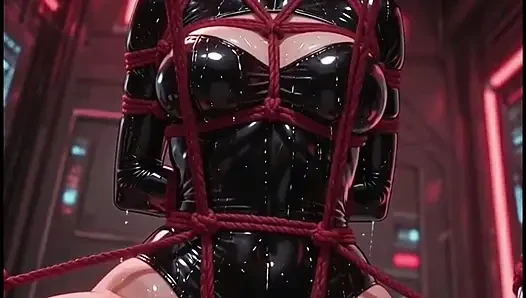 Bondage Anime Girl 2 Latex Rope Gagball