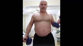 Moustached Turkish Daddy Bear Working Out