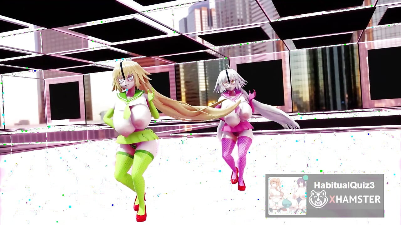Mmd r18 fgo mmd twee Jeannes portretteren een paranoide meid met een mobiele telefoon 3d Hentai Ahegao milf